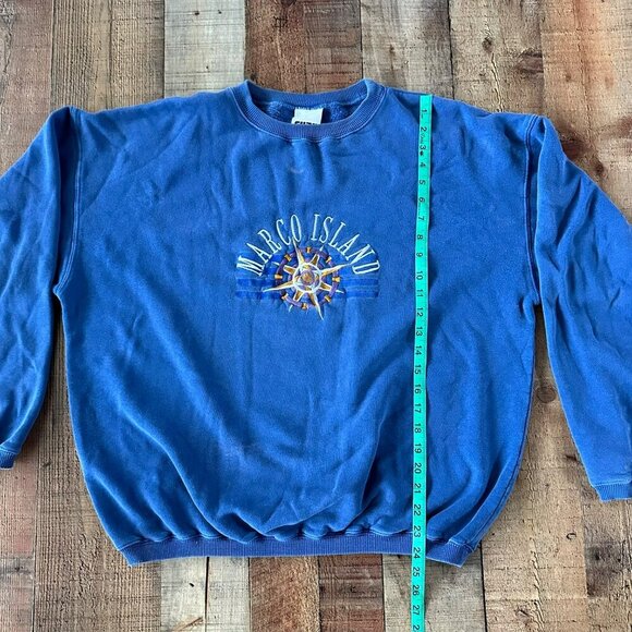 Vintage Men’s size Medium Marco Island Blue Crewneck Pullover Sweatshirt - Picture 11 of 15